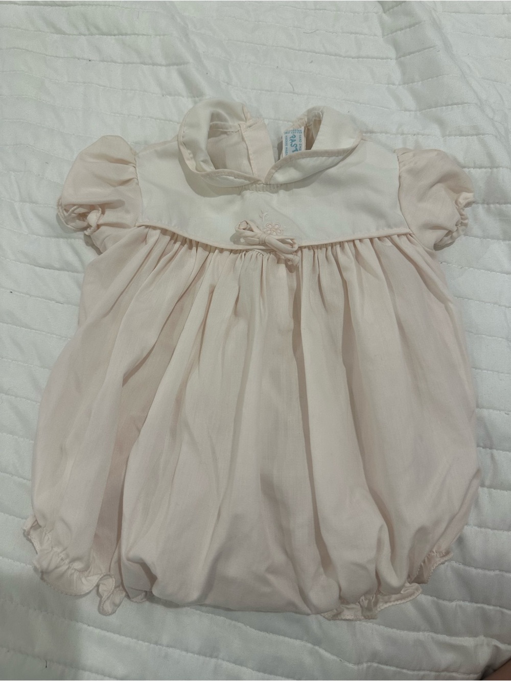 Pastels Pale Pink Infant Bubble Romper with White Yoke